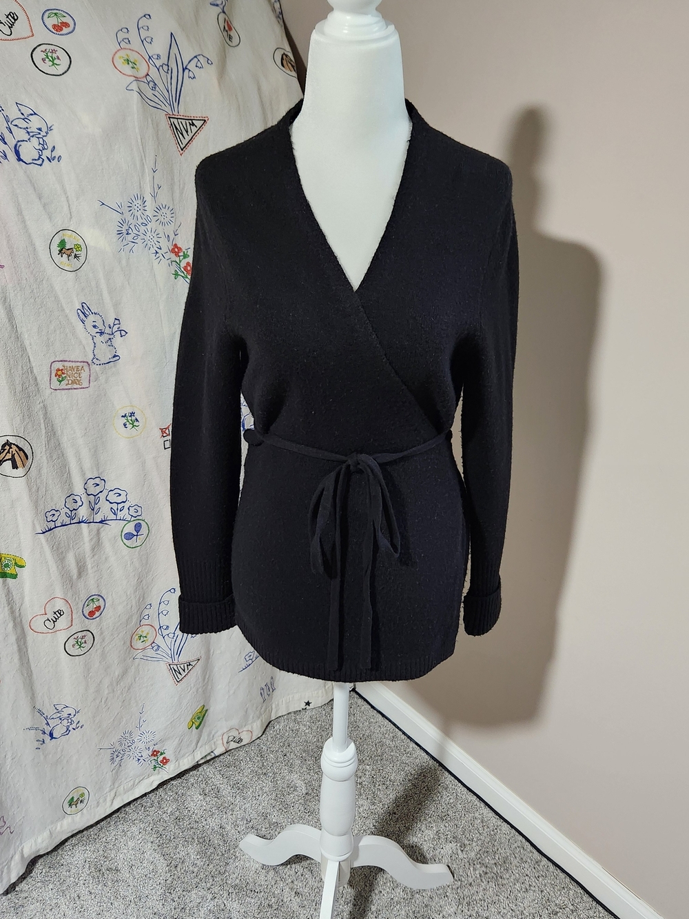 LOFT Black Wrap Sweater